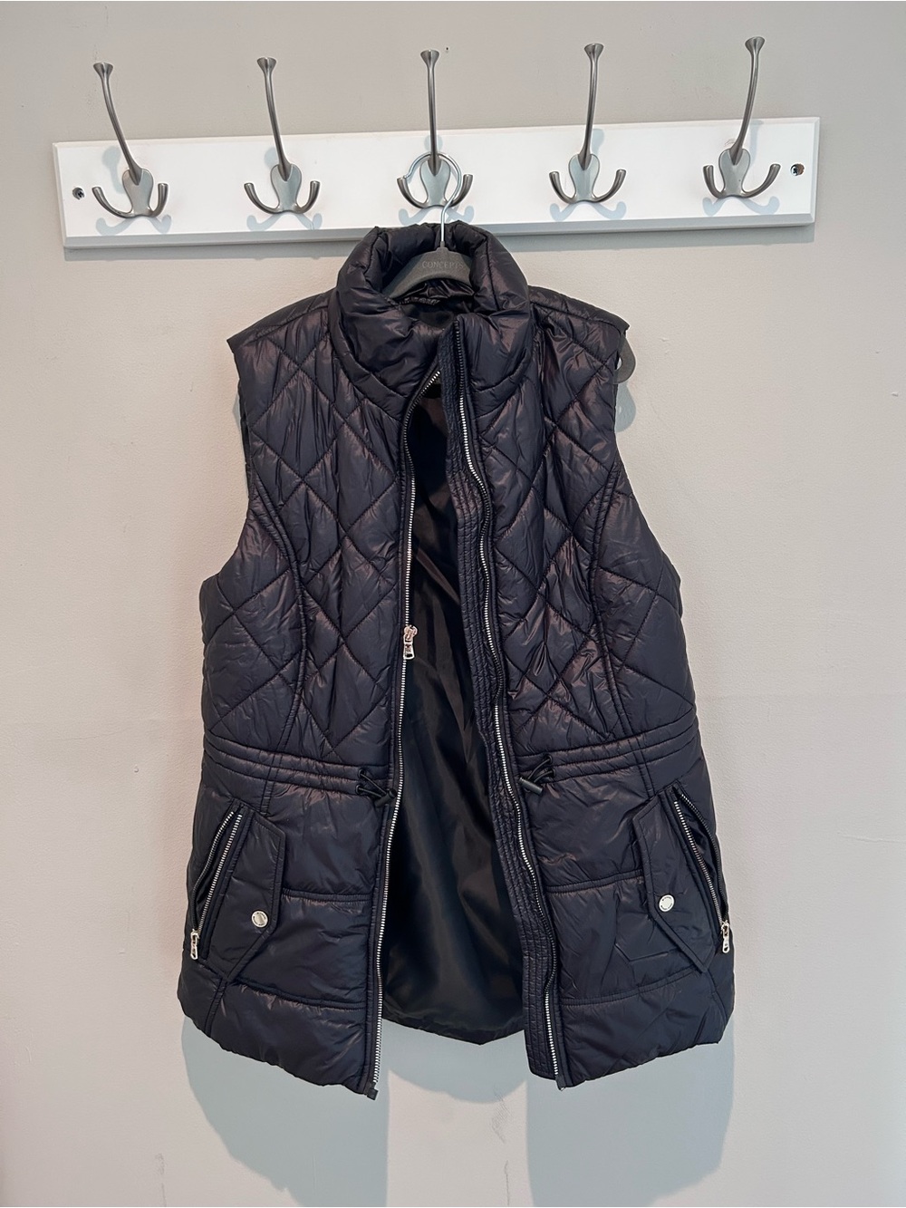 Michael Kors Black Quilted Puffer Vest with High Collar Size small